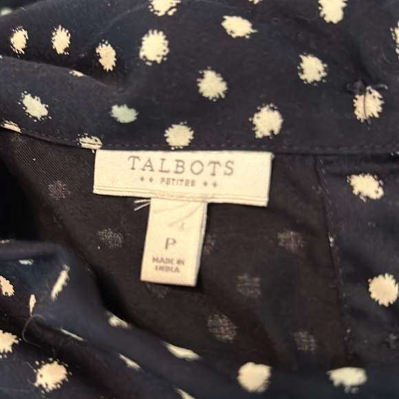 Talbots petites collared navy polka dot Top size P - Picture 5 of 5